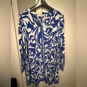 LOFT Abstract Blue and White Dress